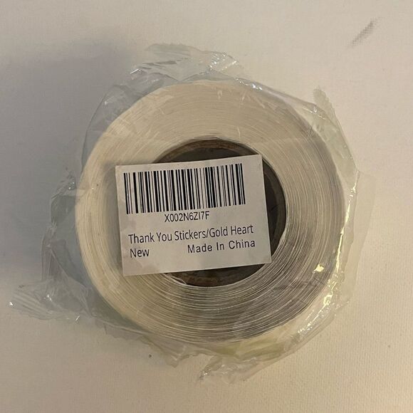 Thank You stickers Gold Heart with Black - 1.5” roll of 500 NWT - Picture 2 of 2